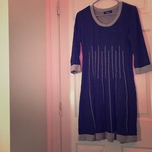 Blue jean and grey detail dress